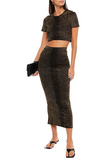 ALEXANDER WANG Leopard-print velour midi skirt