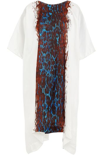 RICK OWENS Asymmetric printed crepe de chine midi dress