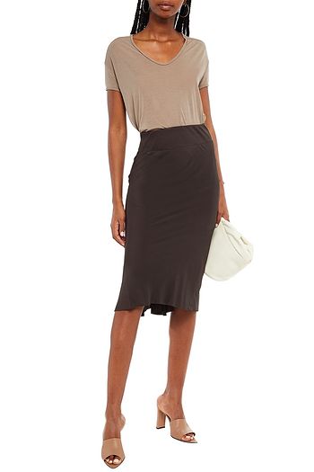 RICK OWENS Crepe de chine midi skirt