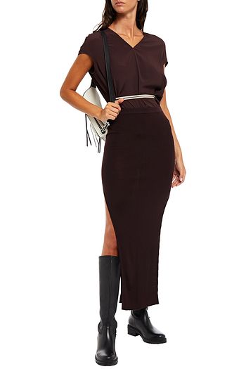 RICK OWENS Ribbed wool-blend maxi skirt