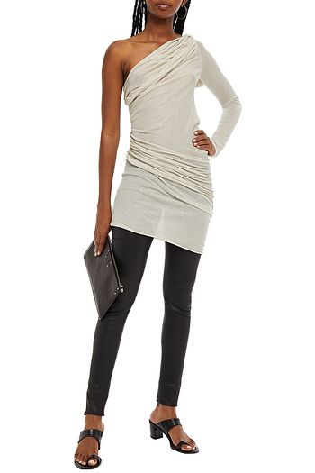 RICK OWENS One-shoulder draped cotton-jersey tunic