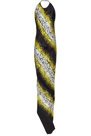 RICK OWENS Printed crepe de chine halterneck maxi dress