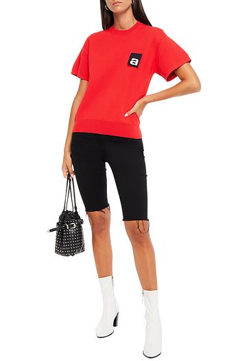 ALEXANDER WANG Appliquéd textured-knit top