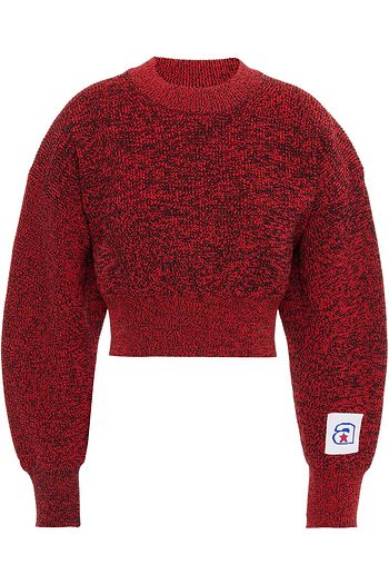 ALEXANDER WANG Cropped marled ribbed-knit sweater