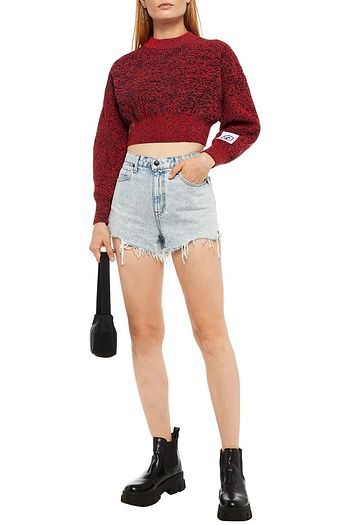 ALEXANDER WANG Cropped marled ribbed-knit sweater