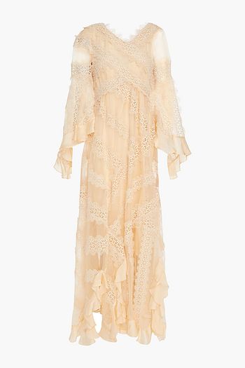 ZIMMERMANN Charm Star asymmetric guipure lace and silk-organza maxi dress