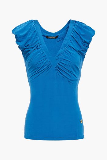 ROBERTO CAVALLI Ruched stretch-jersey top
