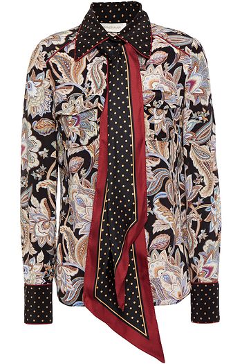 ZIMMERMANN Pussy-bow printed silk crepe de chine blouse