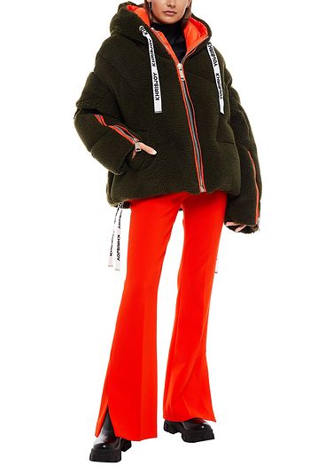 KHRISJOY Quilted printed faux shearling down hooded jacket