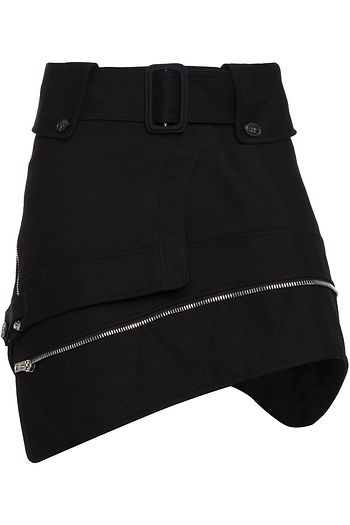 ALEXANDER WANG Asymmetric belted wrap-effect zip-detailed cotton-blend mini skirt