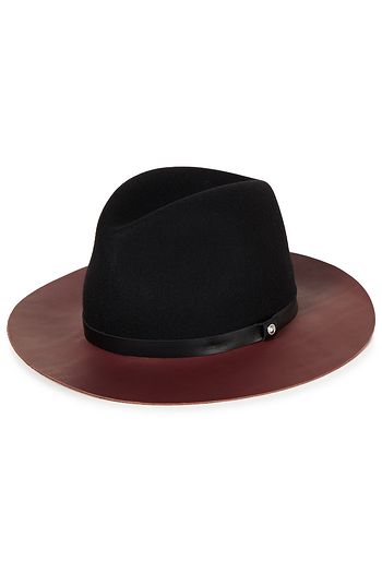 RAG & BONE Leather-paneled two-tone wool-felt fedora