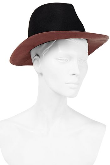 RAG & BONE Leather-paneled two-tone wool-felt fedora
