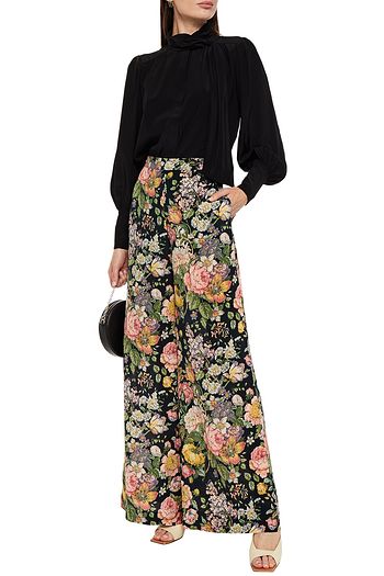 ZIMMERMANN Floral-print silk crepe de chine wide-leg pants