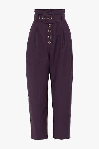 ZIMMERMANN Plissierte Hose mit geradem Bein aus Woll-Crêpe mit Gürtel