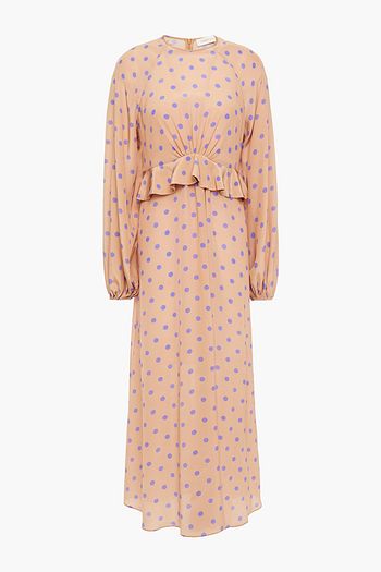 ZIMMERMANN Gerafftes Midikleid aus Crêpe de Chine aus Seide mit Polka-Dots