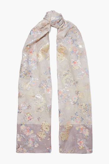 VALENTINO Metallic fil coupé silk-blend chiffon scarf