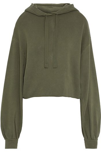 FRAME Easy cropped organic French Pima cotton-terry hoodie