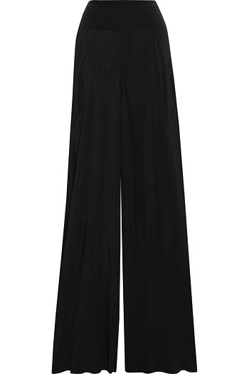 RICK OWENS Ribbed knit-paneled crepe wide-leg pants