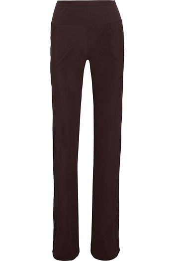 RICK OWENS Ribbed knit-paneled crepe wide-leg pants