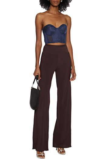 RICK OWENS Ribbed knit-paneled crepe wide-leg pants
