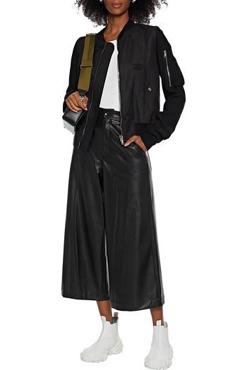 RICK OWENS Flight crepe-paneled embroidered shell bomber jacket