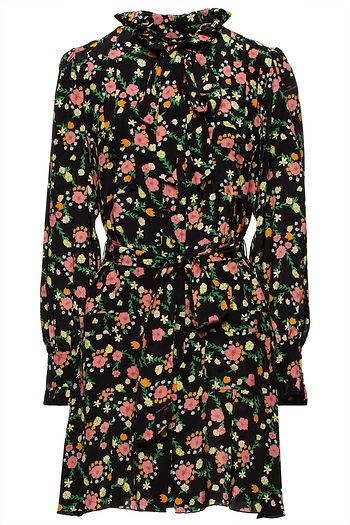 THE MARC JACOBS Pussy-bow floral-print silk crepe de chine mini dress
