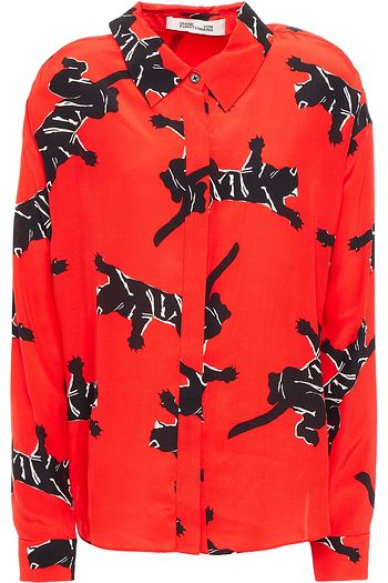 DIANE VON FURSTENBERG Leanna printed silk crepe de chine shirt