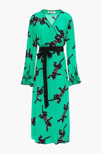 DIANE VON FURSTENBERG Ariadne printed silk crepe de chine midi wrap dress
