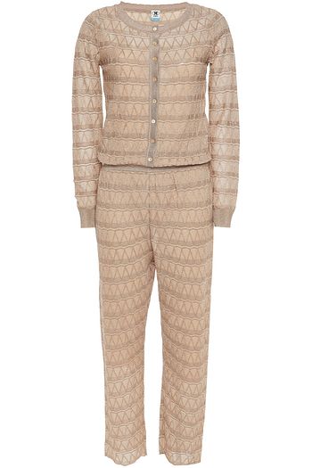 M MISSONI Cropped metallic crochet-knit jumpsuit