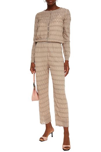 M MISSONI Cropped metallic crochet-knit jumpsuit
