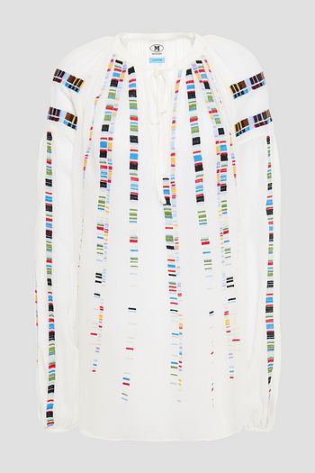M MISSONI Embroidered gathered silk-crepon blouse