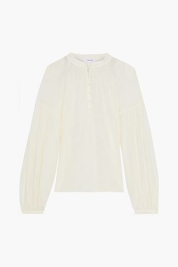 FRAME Billow gathered silk crepe de chine blouse