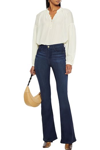FRAME Billow gathered silk crepe de chine blouse