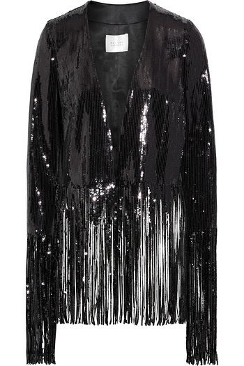 GALVAN LONDON Stardust fringed sequined tulle jacket