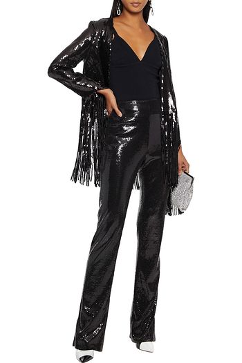 GALVAN LONDON Stardust fringed sequined tulle jacket