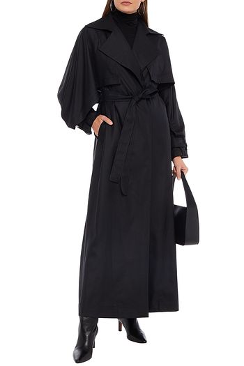 BOUGUESSA Draped belted twill trench coat