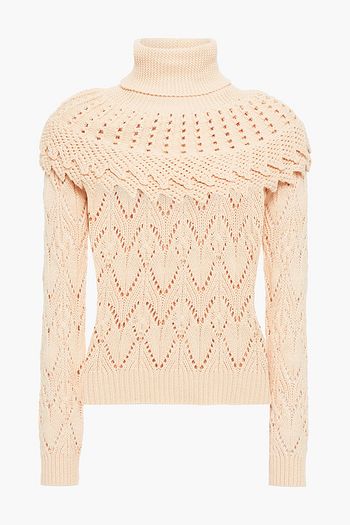 ZIMMERMANN Rollkragenpullover aus Pointelle-Strick aus einer Baumwoll-Leinenmischung