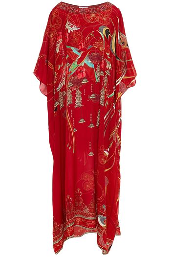 CAMILLA Crystal-embellished printed silk crepe de chine kaftan