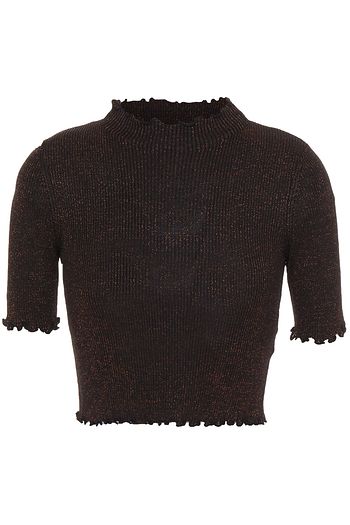 ALEXANDERWANG.T Cropped metallic ribbed-knit top