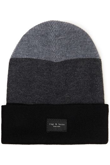 RAG & BONE Ribbed color-block wool-blend beanie