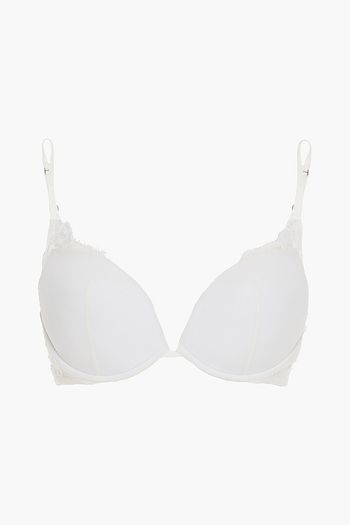 LA PERLA Lace-paneled chiffon push-up bra