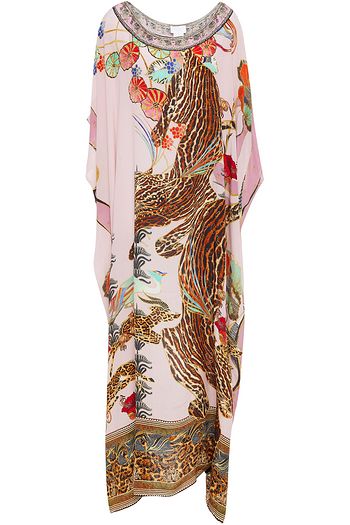 CAMILLA Crystal-embellished printed silk crepe de chine kaftan