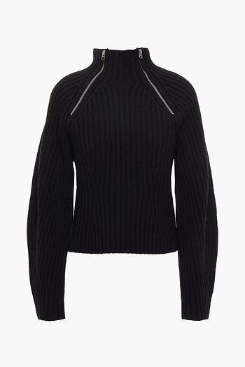RAG & BONE Zip-detailed ribbed wool turtleneck sweater