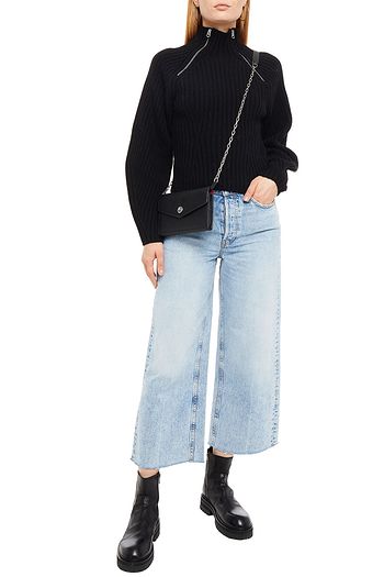RAG & BONE Zip-detailed ribbed wool turtleneck sweater