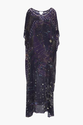 CAMILLA Crystal-embellished printed silk crepe de chine kaftan