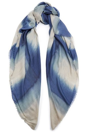 RAG & BONE Fringed tie-dyed modal and wool-blend twill scarf