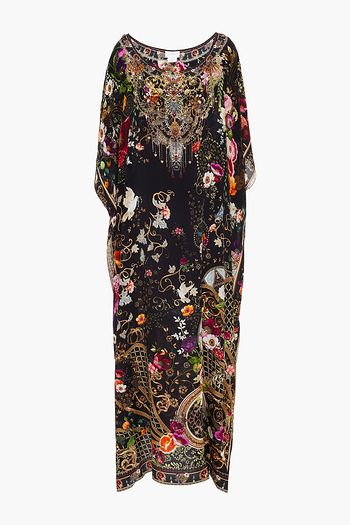 CAMILLA Crystal-embellished floral-print silk crepe de chine kaftan