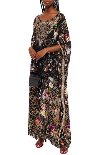 CAMILLA Crystal-embellished floral-print silk crepe de chine kaftan