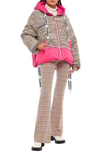 KHRISJOY Paneled bouclé-tweed and shell hooded down jacket