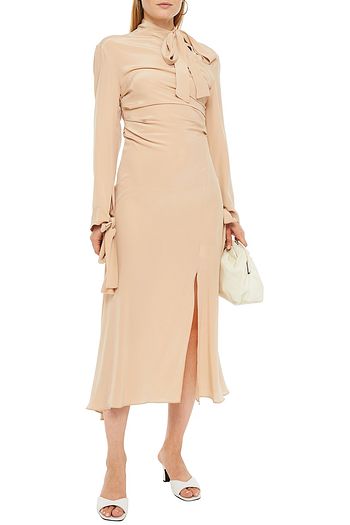 ACNE STUDIOS Drapiertes Midikleid aus Crêpe de Chine aus Seide mit Schluppe